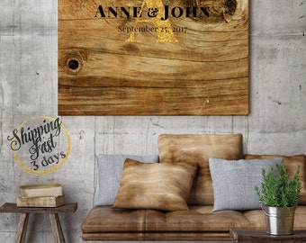 Rustic Wedding guest book. Winter wedding theme. 50 - 300 signatures - Unique Wedding Guest Book - wood graphics printed on canvas