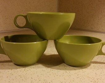 Three Avocado Melamine Cups