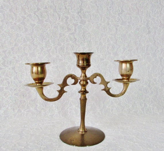 Solid Brass Candelabra Vintage Brass Candelabra by BeanzVintiques