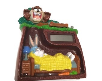 Looney Tunes Alarm Clock, Wesclox Clock, Bugs Bunny Clock, Tazmanian Devil Clock, Taz Clock, Cartoon, Time, Alarm