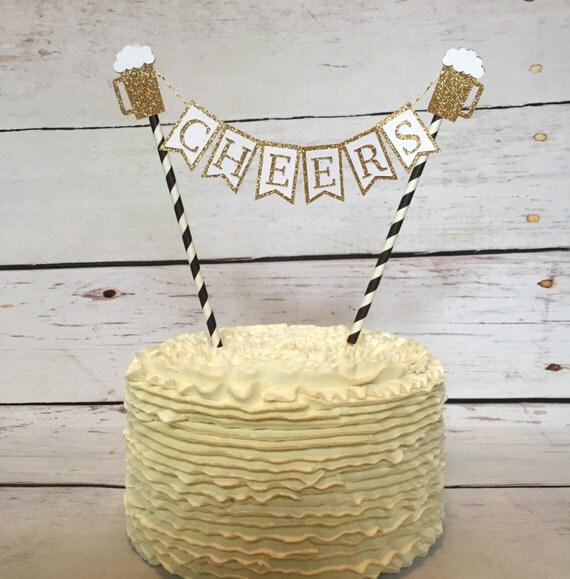 Beer mug cake topper 21st birthday 30th by GoldenArrowBoutique