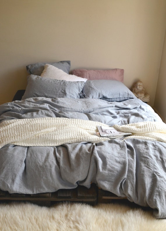 Light Grey Heavy weight duvet cover linen duvet cover.