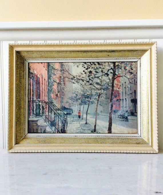 SALE...Vintage Peter Hayward Framed Print in Ornate Cream