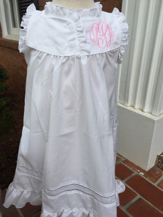 Girl's monogrammed nightgown toddler night gown white
