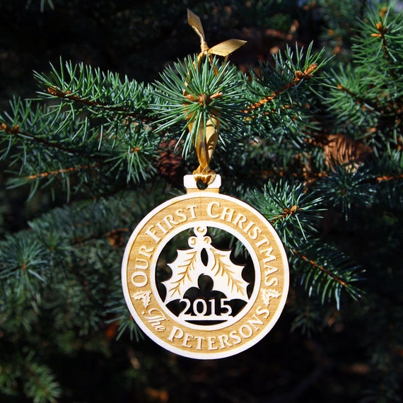personalized our first christmas ornament holly design with personalized our first christmas ornament holly design with