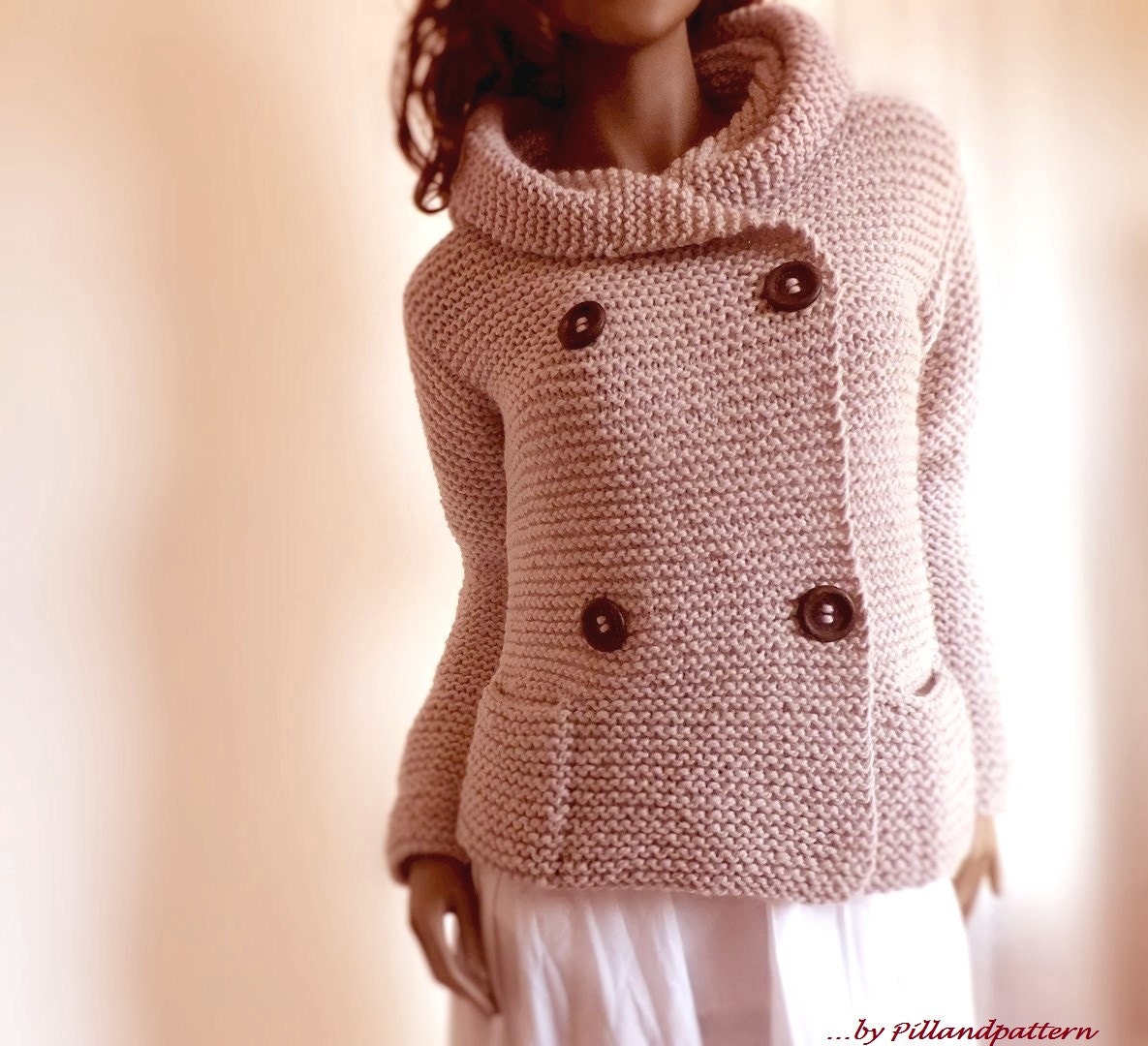 Women's Hand Knit Hooded Jacket Coat Hand Knit by PillandPattern