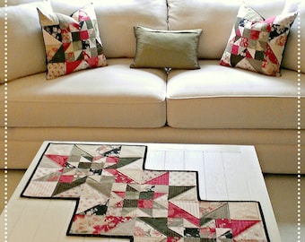 Summer Table Runner Quilt Pattern PDF French Country Patriotic Star Scrap Wall Hanging Elegant Valentine Download