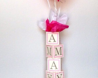 Baby shower centerpiece, alphabet block centerpiece, baby shower decorations