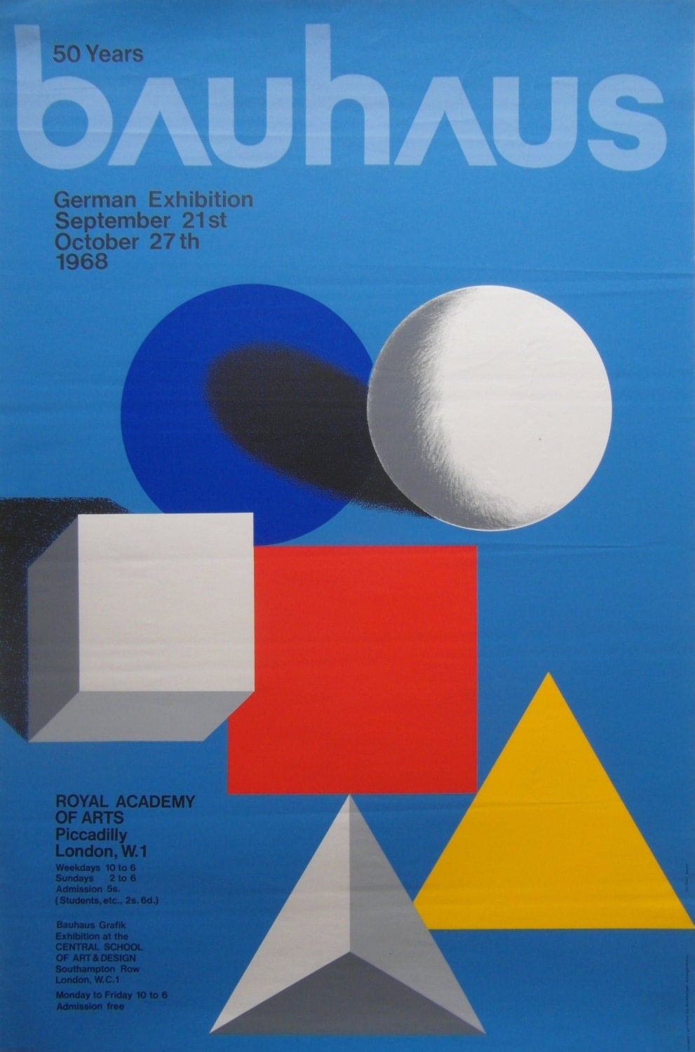 Original 1968 Bauhaus Exhibition Poster Royal Academy of