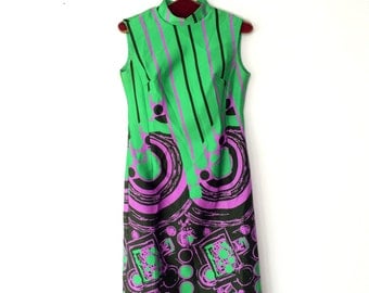 Vintage dress / 1970s PSYCHEDELIC dress / sleeveless AVANTGARDE dress