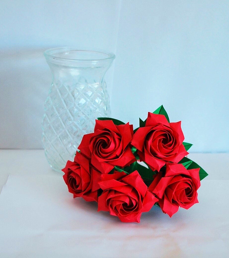 Red rose ANNIVERSARY ROSE Origami rose paper flower