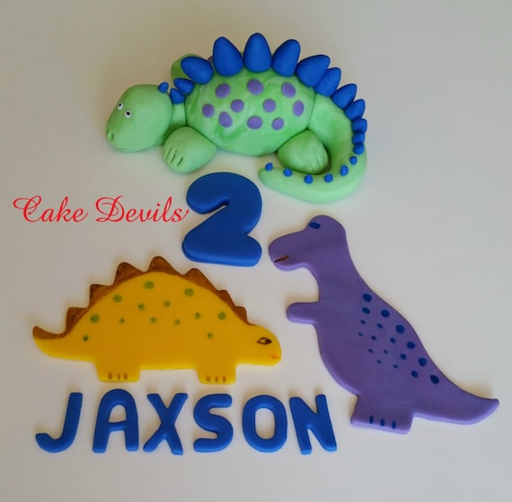 Dinosaur Cake kit, Birthday Cake Decorations, handmade edible fondant