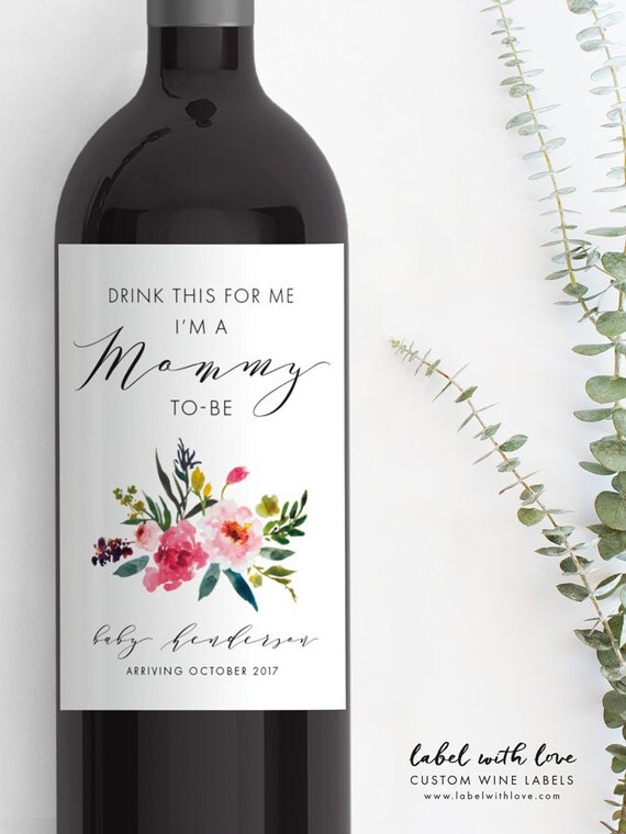Pregnancy Announcement Wine Bottle Label Custom Wine Label
