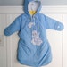 6 months: Appliquéd Baby Snowsuit, Blue Polka Dot Bunting with Bear Appliqué, by Mothercare