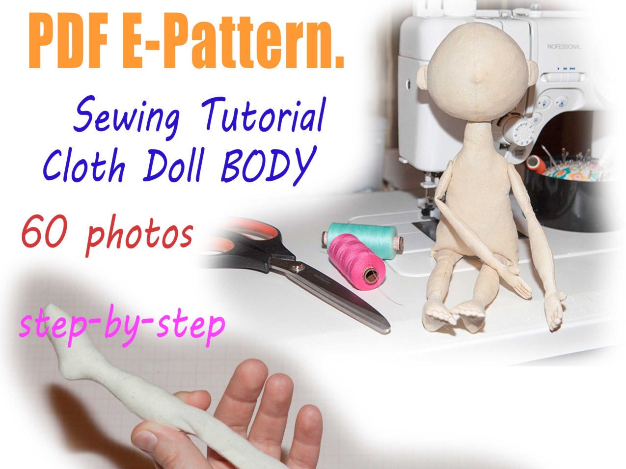 PDF cloth doll body Pattern & Tutorial doll sewing pattern