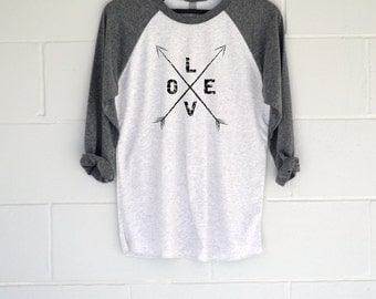 Love Arrows Baseball T-Shirt. Womens Top. Shirt. Tee. Christmas Gift