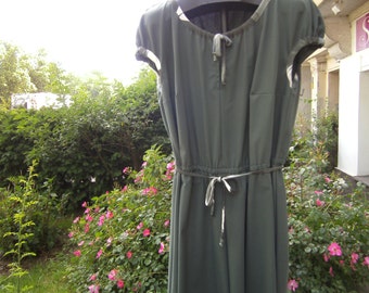 green Dress - Plus Size Clothing - Dress XXL - Cotton Dress - handmade Dress - Midi-Dress - short sleeves Dress - - Puff sleeves