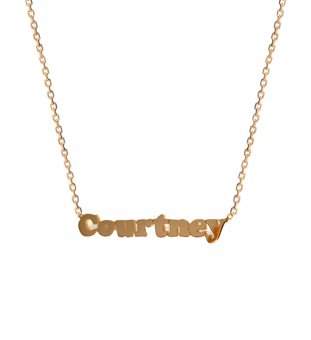 14k gold name necklace nameplate necklace solid gold
