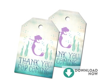 Mermaid Baby Shower Favors Tag Thank You Gift Tag Printable Baby Shower Gift Tags Printable (Instant Download) No.332BABY