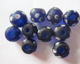 Vintage Venetian glass African trade beads. Skunk beads. 10 x 8 mm.