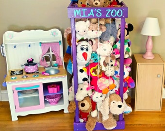2', 32", 3', 4' Stuffed Animal Zoo, Wood Animal Holder, Storage, Stuffed Animal Organizer, Kids Gifts, Ball Storage, Birthday Gift
