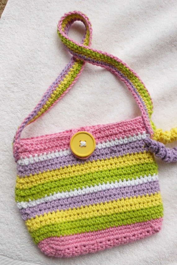 colorful crochet bag little girl's purse over the