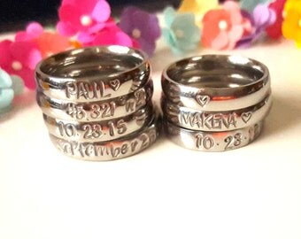 Stacking Rings, Stamped Rings, Personalized Rings, Couple Ring, Friendship Ring, Choose your text, Stainless Steel Ring, Customizable Ring