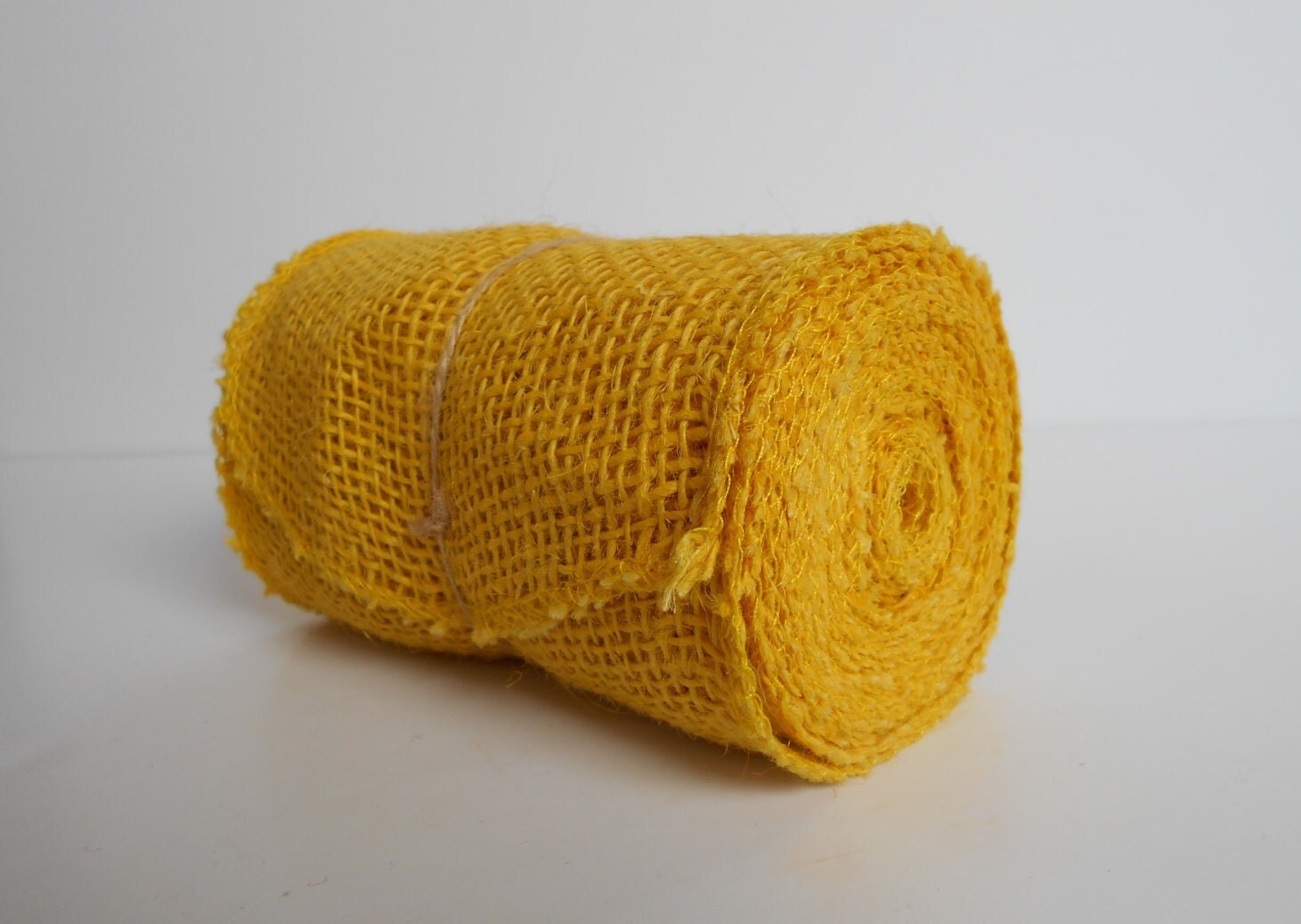 Yellow BURLAP JUTE Mesh Ribbon Roll Yellow 5.5 x