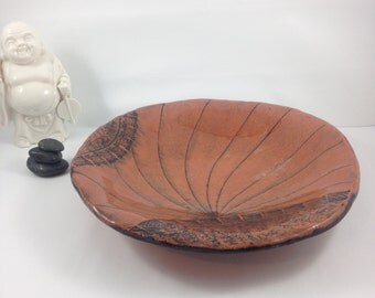 Asian Bowl,decorative,bowl,handmade pottery,Tegen,red clay,vintage pottery,