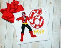 red power ranger birthday shirt