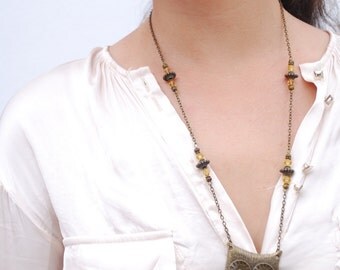 Owl necklace, hippie bird necklace, customized animal jewelry, gift idea, bronze tone owl pendant necklace