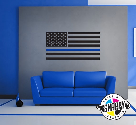Thin Blue Line Police Flag Wall Decal Display Vertical