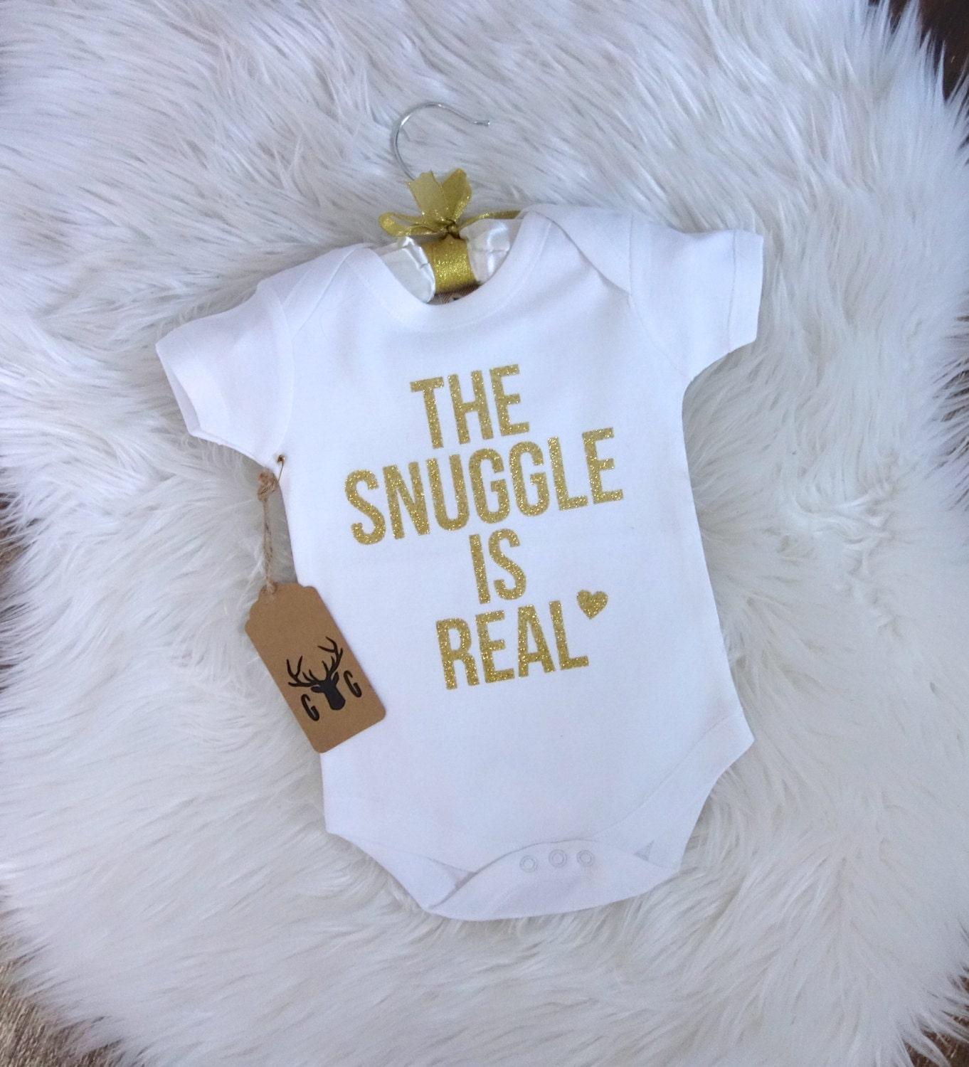 The Snuggle is Real Onesie Baby Onesie Gold by GNARLYGRAIL