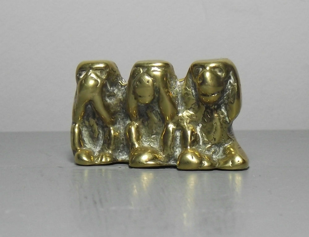 three wise monkeys brass ornament