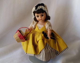 Vintage "Alexander-kins" Madame Alexander Bent Knee French 8 inch Doll in Tagged Outfit with Flower Basket ~ Great Condition