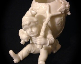 Easter Egg Vase Figurine~ Ardalt Verithin Japan Figurine Vintage Lenwile China 1940s Collectible Bisque Easter Decoration Ready To Ship
