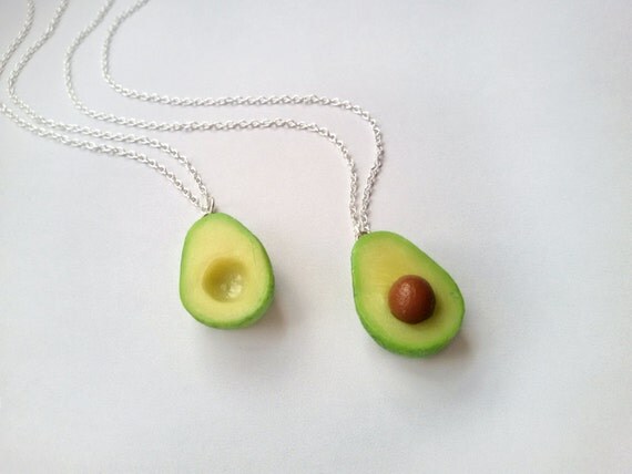 BFF Avocado Necklace vegan jewelry avocado jewelry miniature