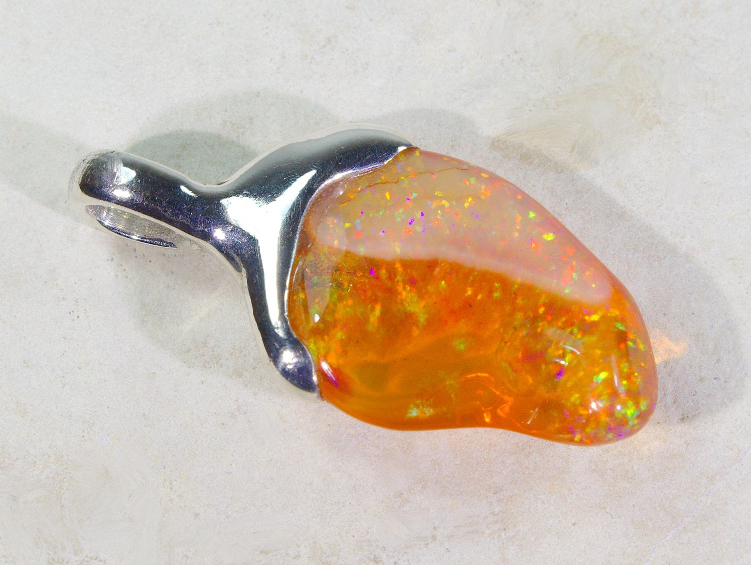 Fine Mexican fire opal pendant mexican fire opal necklace