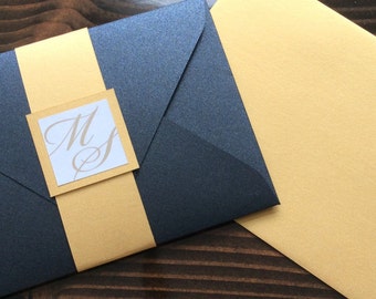 1920s, Great Gatsby, Art Deco, Wedding Invitation Set, Gold and Black, Pocket Envelope