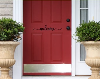 welcome decal - front door decal - vinyl decal - wall decal - entry way decor -