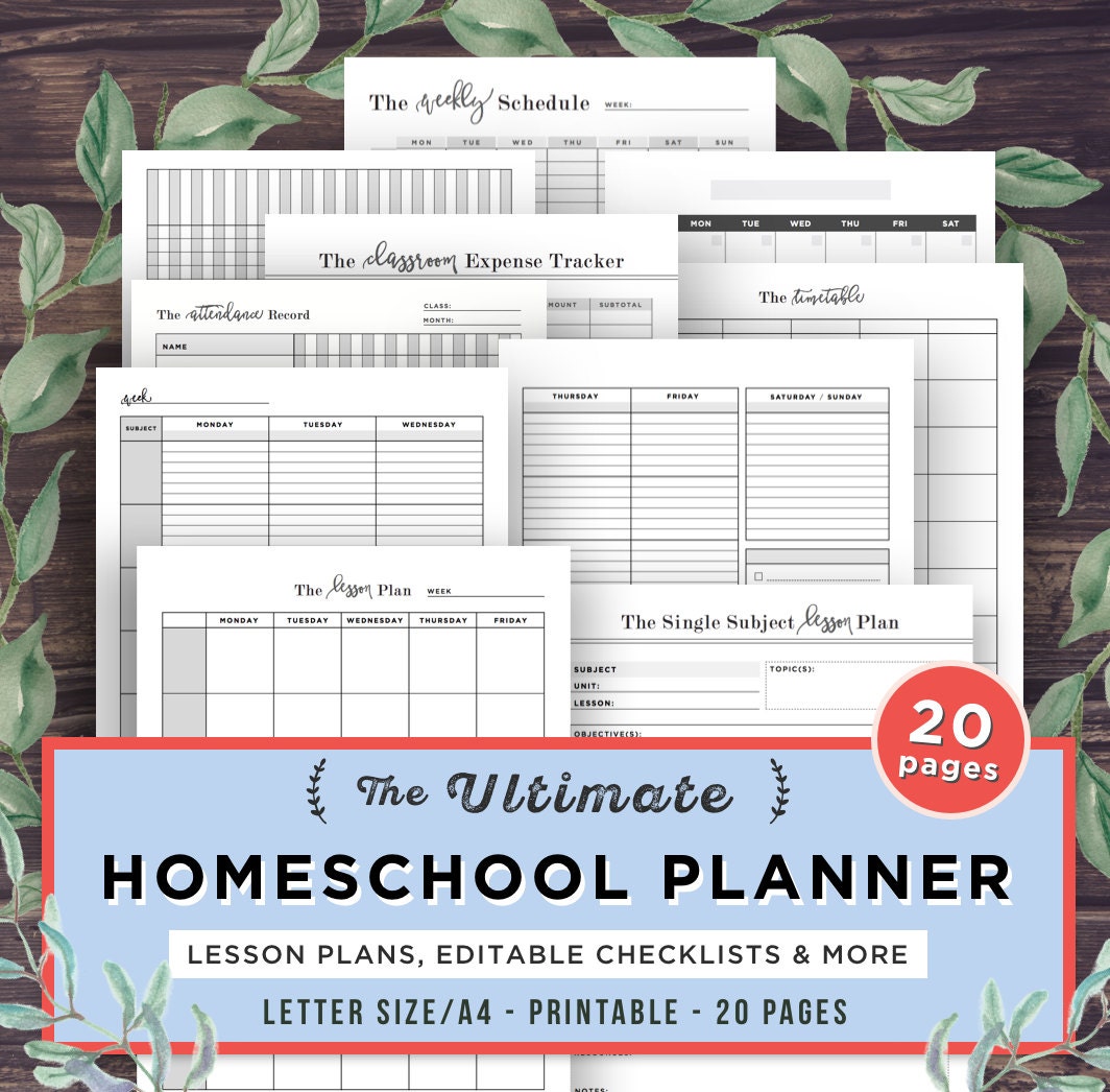 homeschool planner printable school planner mom teacher