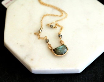 As seen on The Vampire Diaries S8 E804 Seline Flash Labradorite Necklace Vitrine Designs Rockpool Necklace