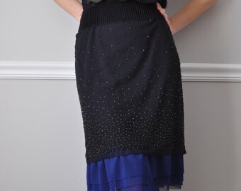 Slip Extender - Cobalt Blue Tulle Ruffle Slip, Skirt Extender - XS S M L XL XXL