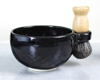 Wet Shaving Mug, Black Ceramic Shave Cup, Handmade Pottery, Father's day gift, Dad Husband Gift, groomsmen gifts for men