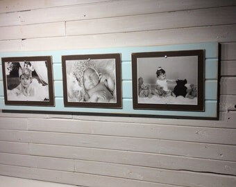 Distressed wood picture frame triple 8x10