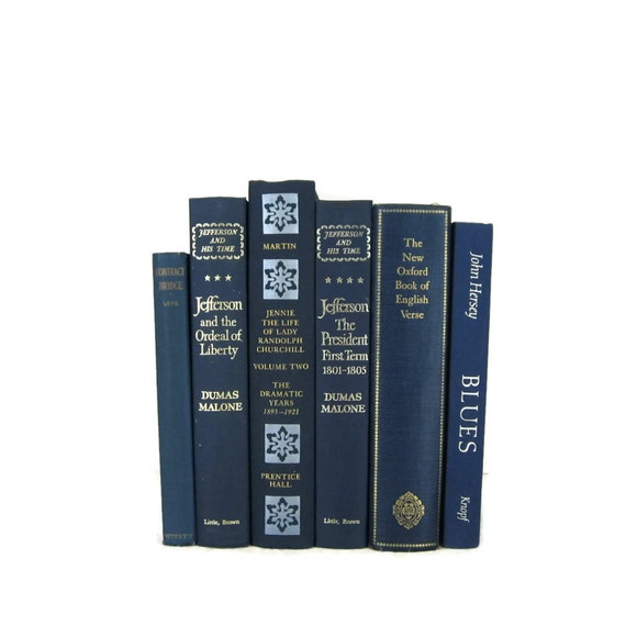 Blue Decorative Books Wedding Decor Home Decor Vintage