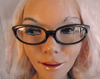 Vintage Cateye Glasses 1950's Gold and Black Glasses Vintage Eyeglasses