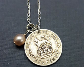 Silver coin necklace. Antique Japanese silver coin. Phoenix