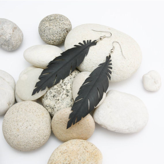 Vegan Faux Feather Earrings long feather earrings bike