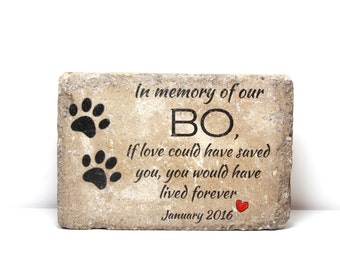 Pet Memorial Stone. 6x9 CUSTOM Burial Marker. Tumbled (Concrete) Paver Stone. Outdoor or Indoor Dog or Cat Memorial Stone. Pet Marker